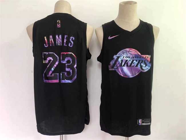 Mens Los Angeles Lakers #23 LeBron James Black Stitched Basketball Jersey->->NBA Jersey